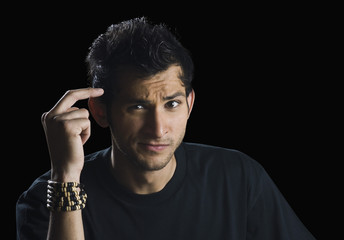 Close-up of a man looking stressed