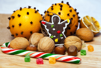 Christmas gingerbread and nuts