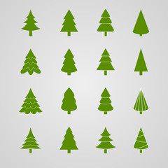 Obraz premium Set of Christmas tree, vector illustration