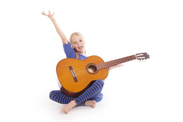 young happy girl with guitar