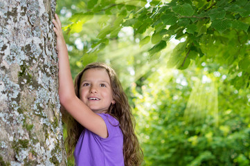 Girl under Tree with Ray of Lights