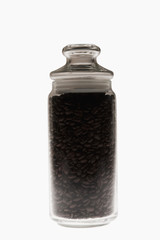 Close-up of a jar of coffee beans