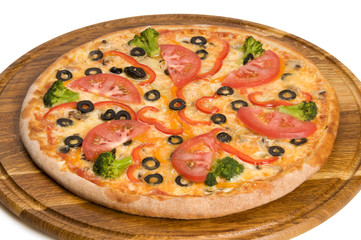 cooked pizza with mushrooms and mozzarella