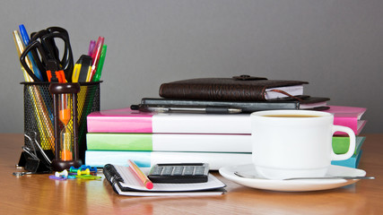 cup of coffee on the office desk