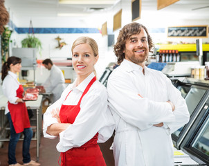 Confident Butchers Standing Arms Crossed