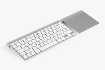 Wireless computer keyboard and trackpad isolated on white backgr