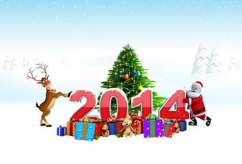 Santa claus with new year text