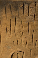 Close-up of pattern on a clay pot, Gwalior, Madhya Pradesh, India