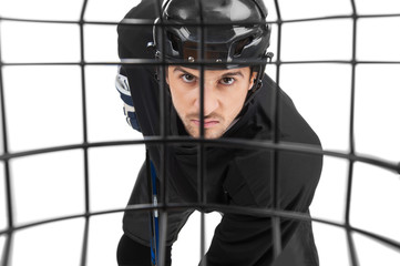 Naklejka premium Image of how one hockey player is seen by another.