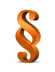 Orangenes Paragraphenzeichen in 3D