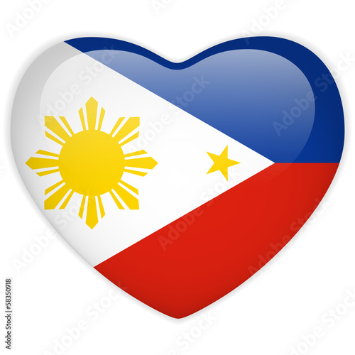 Philippines Flag Heart Glossy Button Stock Image And Royalty Free