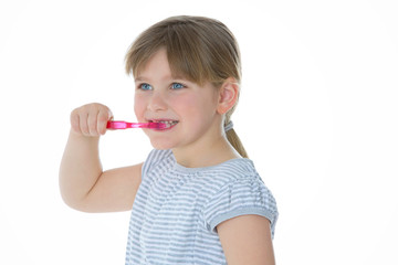 smiling girl with toothbrush