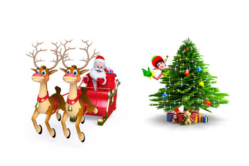 Santa claus with his sleigh