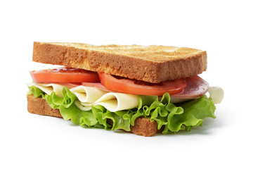 sandwich with ham, cheese and vegetables