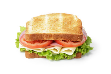 sandwich with ham, cheese and vegetables