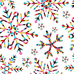 Vector abstract seamless pattern with snowflakes - 58355526