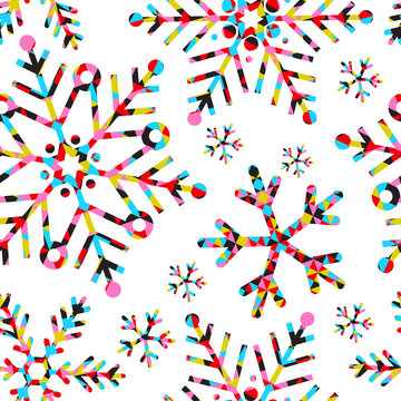 Vector abstract seamless pattern with snowflakes