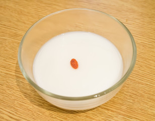 Almond pudding with wolfberry