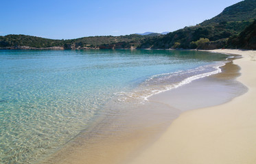 Beautiful idyllic crystal clear turquoise waters bay beach