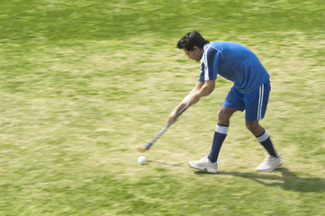Obraz premium Hockey player in a field