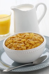 Healthy corn flakes breakfast