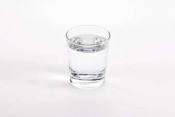 Glass with water on white background
