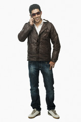 Fototapeta premium Man talking on a mobile phone
