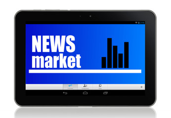 Tablet with news on screen