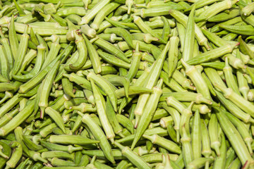 Fresh and nutritious okra vegetable at local fruit market