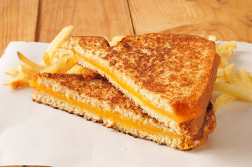 Grilled cheese sandwich with fries
