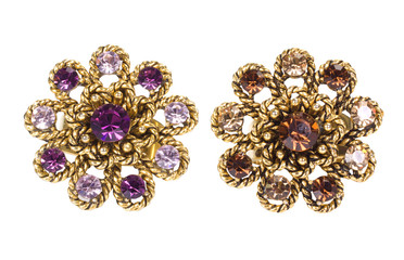 Close-up of a pair of diamond rings