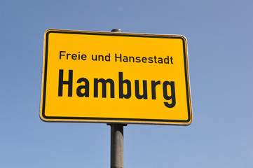 Obraz premium Hamburg, Ortsschild, Ortstafel, Hansestadt, Tempo, 50