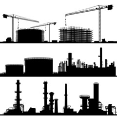 industrial city, Construction Site, refinerie and power plant - obrazy, fototapety, plakaty