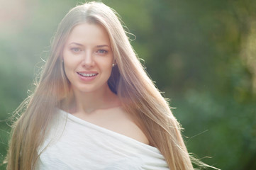 Portrait of a beautiful female model - outdoors