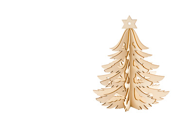 Wooden christmas tree isolated