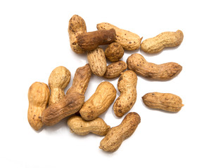peanuts on a white background. macro