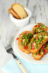 Sandwiches with vegetables and greens