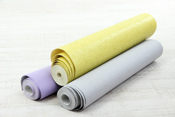 Wallpapers on wooden floor