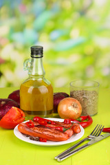 Delicious sausages with vegetables
