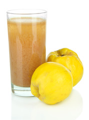 Sweet quince with juice isolated on white