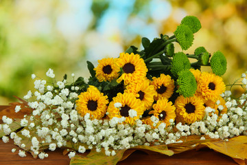 Beautiful flowers with yellow leaves