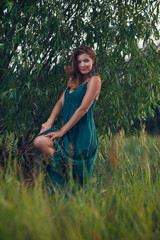 Fashion brunette outdoors