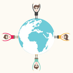 Man Standing on Earth Travel Whole World Concept,business