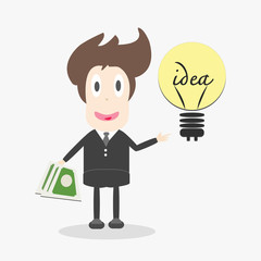 Business Man with money Vector Illustration