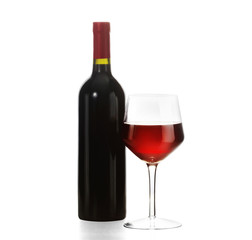 Red Wine bottle and glass
