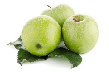Three fresh green apples
