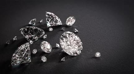 Foto op Plexiglas Shiny diamonds on black background © mjaud