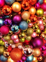 Bunte Christbaumkugeln zu Weihnachten
