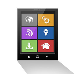 Modern tablet gadget with color interface