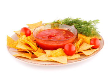 Nachos  and red sauce